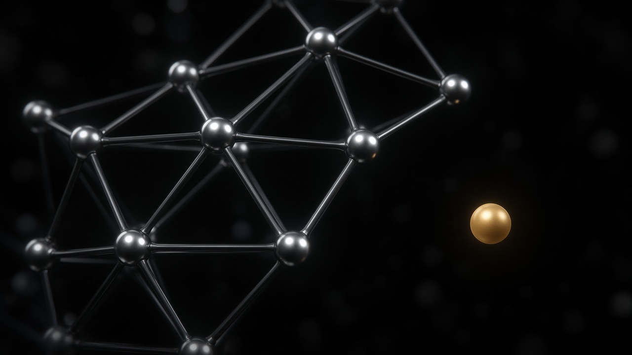 An isolated amber node apart from the connected graph